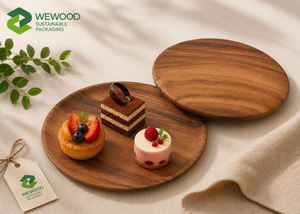 Assiette de service en bois d'acacia naturel, assiette ronde en bois faite à la main, vaisselle écologique - Product Image 4