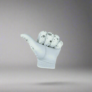 Gants de golf en cuir de chèvre de qualité supérieure, nouveau style, logo de marque, sur mesure, blancs avec imprimé éclaboussures noires, pour droitier, gants de sport - Product Image 3