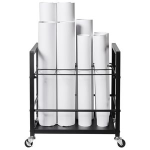 Chariot de rangement mobile en métal à 12 compartiments pour plans, cartes et affiches, avec roulettes, pour un rangement pratique - Product Image 6