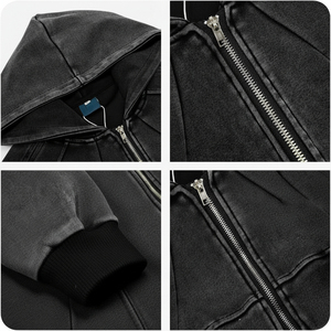 Sudadera con Capucha Oversize para Hombre, Lavado a la Piedra, Color Liso, Manga Raglán, Forro Polar de Algodón, Estilo Casual para Otoño - Product Image 4