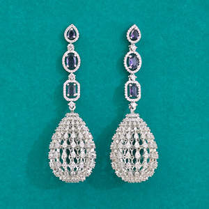 Mayorista y Fabricante de Pendientes Clásicos Americanos con Baño de Rodio, Latón y Circonita 444107 - Product Image 6