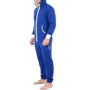<b>Mens</b> One Piece <b>Pajamas</b> Adult Plain Jumpsuit Non Footed Lightweight Unisex Playsuits Contrast Color Lining Hoodie Custom Colors - Product Image 4