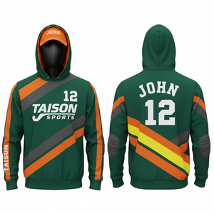 Sweat à capuche d'entraînement de hockey sur gazon pour hommes, 300 GSM, polaire polyester premium, panneaux vert, orange, jaune, sublimation, logo d'équipe personnalisé - Product Image 1