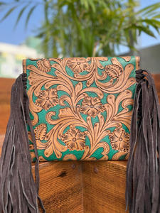 Bolsos con flecos grandes de cuero verde de estilo occidental, superventas, monederos compactos de diseño de alta calidad para mujer, novedad - Product Image 5