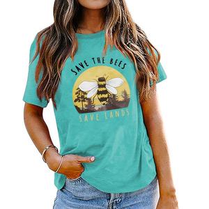 Camiseta de mujer personalizada de diseñador liso de algodón suave, camiseta de mujer reciclada de manga corta con cuello redondo y corte ajustado estampado al por mayor - Product Image 1