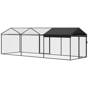 Grande Pollaio in Metallo da Esterno con Copertura Impermeabile Anti-UV, Gabbia per Galline per 3-5 Polli e Conigliera - Product Image 1
