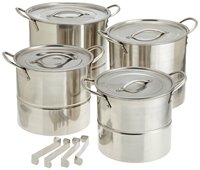Ensemble de 4 casseroles en acier inoxydable poli SS304 de qualité supérieure avec couvercle en dôme de classe 4, compatibles lave-vaisselle, écologiques, pour cuisinière à gaz, usage hôtelier