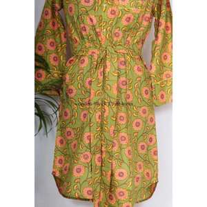 Chemise longue en coton style kimono pour femme, charme capricieux, élégance fluide et soyeuse, robes décontractées en gros - Product Image 6