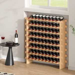 Porte-vin carré moderne en bois avec support pour 6 bouteilles, résistant à l'eau et à la rouille, design luxueux en métal argenté - Product Image 3