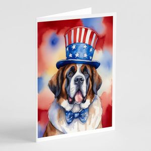 Saint Bernard Patriotic American Whimsical A7 Tarjetas de notas en blanco Paquete de 8 con sobres Tarjetas de felicitación de tamaño 5x7 - Product Image 1