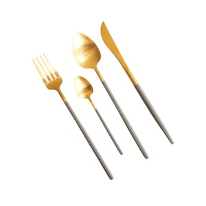 Ensemble de couverts en acier inoxydable doré de dernière génération avec couverts gris et noirs pour la maison, les hôtels, les restaurants et les mariages, en promotion - Product Image 1