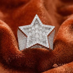 Moissanite <b>Ring</b> <b>Mens</b> Star Signet <b>Ring</b> Rose Gold Finish Baguette Stone Statement Jewelry Luxury Gift for Him Premium Style - Product Image 5