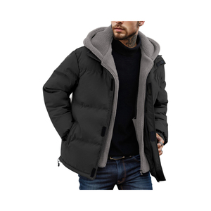 Men Winter Hooded Puffer <b>Jacket</b> Warm Sherpa <b>Fleece</b> Lined <b>Thick</b> Outerwear Heavyweight Outdoor Casual Coat Manufacturer Direct - Product Image 1