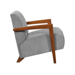 Sedia di Lusso in Legno Massello per Soggiorno, Poltrona Ultra Moderna con Cuscino in Schiuma e Tessuto Grigio - Product Image 4