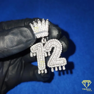 Collier Hip Hop personnalisé avec pendentif couronne de 12 pouces serti de diamants de laboratoire - Product Image 1