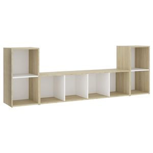 3 pezzi bianco e Sonoma rovere TV Set mobili da soggiorno in legno ingegnerizzato - Product Image 2