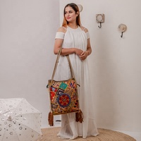 Tas Selempang Kulit Asli 100% Buatan Tangan Gaya Vintage Wanita, Kerajinan Tangan Model Banjara Gypsy, Grosir Kustom