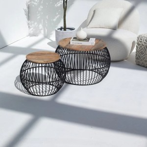 ชุดโต๊ะกาแฟไม้มะม่วงทรงกลม วานดานา เซโนวา โนวารา พร้อมฐานโลหะสำหรับตกแต่งสไตล์โมเดิร์น - Product Image 3