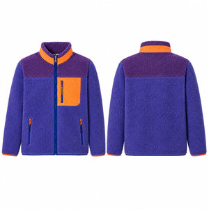 Chaqueta de forro polar Sherpa para hombre, color morado y naranja, con cuello alto y cremallera, para invierno. - Product Image 1