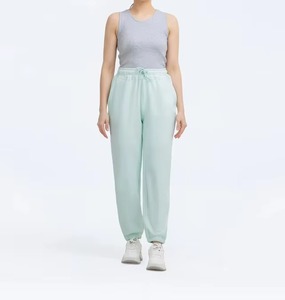 Wholesale 100% Cotton <b>Drawstring</b> Waist Women <b>Trousers</b> / French Terry Cotton Hip Hop Eco-Friendly Breathable Casual Sweatpants - Product Image 2