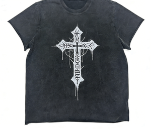 Camiseta de Manga Corta para Hombre, Diseño Gótico Desgastado, 100% Algodón, Estampado DTG Personalizado Kornit, Estilo Vintage - Product Image 1