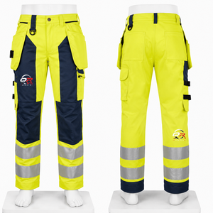 ORVO Sports Unisex High Visibility Breathable CE Certified <b>Work</b> <b>Cargo</b> Pants Orange Reflective Safety Tool Pockets Abrasion - Product Image 4