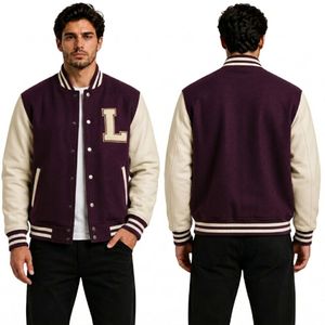 Chaquetas Varsity Casuales de Alto Rendimiento con Dobladillo Acanalado y Estampado de Letras en Tonos Tierra Verde Bosque - Product Image 4