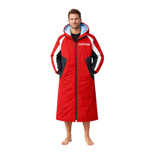 New Design Custom Logo Waterproof Swim Parka Hooded Long <b>Coat</b> Warm <b>Changing</b> Robe for Swimming Teams Beach Pool Use - Product Image 2