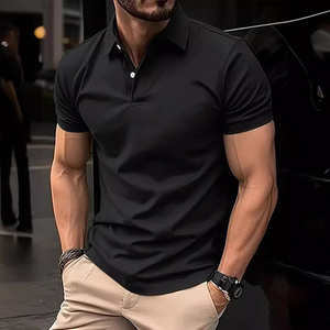 Camiseta Informal Lisa para Hombre, Camiseta Polo de Secado Rápido con Diseño Personalizado, Camiseta Polo de Negocios de Manga Corta con Botones para Hombre, Talla Grande - Product Image 1