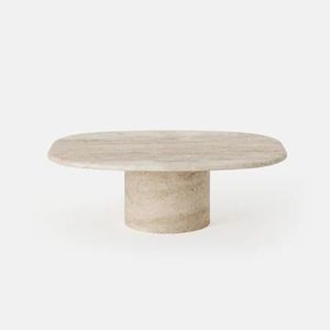 Table basse ovale en travertin, dernière collection, en pierre naturelle, mobilier central pour la maison, l'hôtel, le salon, décoration, export, vente en gros, ensemble moderne - Product Image 1