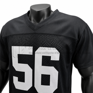 Maillot de football personnalisé en maille noire, uniforme d'équipe athlétique, vêtements de sport respirants, fournisseur OEM - Product Image 6