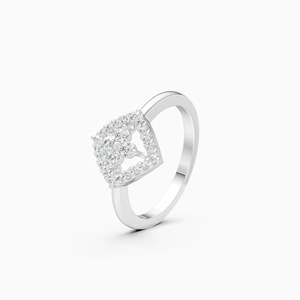 Anillo Apilable Cuadrado Geométrico con Diamante Cultivado en Laboratorio de 0.26 Ct Redondo |   En oro amarillo, blanco y rosa de 9 quilates - Product Image 2
