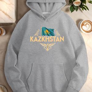 Bandera KAZAJISTÁN en letras en negrita sudaderas con capucha casuales para mujer - Product Image 4