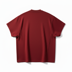T-shirt décontracté pour homme, 100 % coton, col rond, manches courtes, couleur rouge foncé, coupe ample, ultra doux, respirant, personnalisable avec logo frontal, 220g - Product Image 3