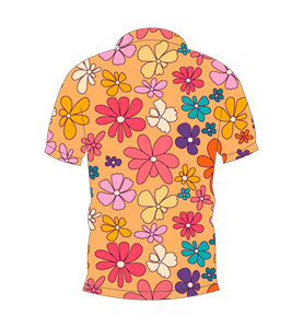 Camisa Polo para Hombre con Estampado Floral Multicolor Naranja, Manga Corta, Casual, para Verano, para Golf - Product Image 2