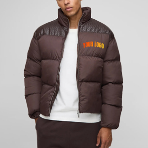 Chaqueta Acolchada Marrón para Hombre, Cuello Alto, Cierre de Cremallera, Servicio OEM, Resistente al Viento, Ropa Exterior Casual de Invierno - Product Image 1