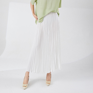 High-end Handmade Pleated <b>Skirt</b> Autumn 2025 New Drape Natural Waist A-line Loose Swing Midi Breathable Eco-Friendly Casual - Product Image 3