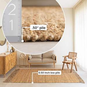 Tapis en jute à poils coupés moderne 2026 Silas Taupe pour salle à manger, couloir, entrée, chambre, salon - Product Image 4
