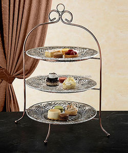 Magnifique et luxueux support à gâteau rectangulaire en argent, fait main, plateau de service à deux niveaux pour pâtisseries, décoration de fête - Product Image 2