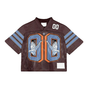 เสื้อฟุตบอลทรงบ็อกซี่แบบครอปตาข่าย ดีไซน์ใหม่ล่าสุด สำหรับทุกเพศ พร้อมสีที่ปรับแต่งได้ ขนาดที่กำหนดเอง พิมพ์ลายแบบซับลิเมชั่น เสื้อครอปตาข่าย - Product Image 3