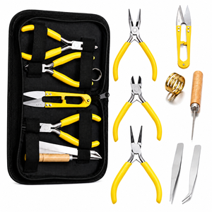 Kit de herramientas para hacer joyas, alicates de acero inoxidable con mangos amarillos para manualidades, juego de 8 piezas - Product Image 1