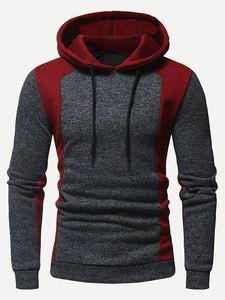 Sweat à capuche pour homme 100% coton, color block, logo sur le devant, coupe classique, manches longues, streetwear d'hiver - Product Image 2