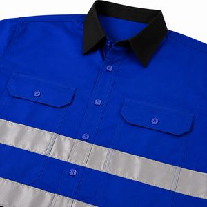 Chemise de travail unisexe personnalisée à manches longues, couleur bleu royal, blocs de couleur, haute visibilité, sécurité, polyester, réfléchissante, OEM, 2026 - Product Image 6