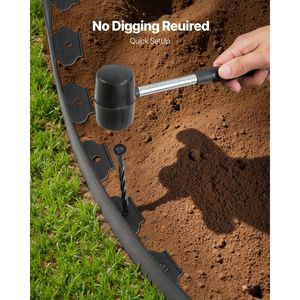 Bordo per aiuole in plastica flessibile da 33 piedi x 4, con 30 picchetti e 2 paletti da terra, divisorio da giardino senza scavo, 400 piante artificiali - Product Image 2