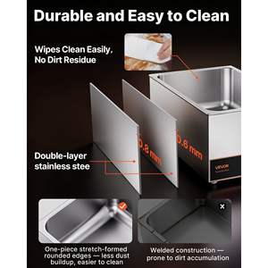 Commercial 1500W Electric Stainless Steel <b>Food</b> <b>Warmer</b> Fast <b>Heating</b> Countertop Buffet Bain Marie Power Cord Divider Strip for - Product Image 5