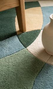 Alfombra de Lana Tejida a Mano en Tendencia Verde y Azul, Antideslizante, con Patrón Abstracto para Decoración Moderna del Hogar - Product Image 5