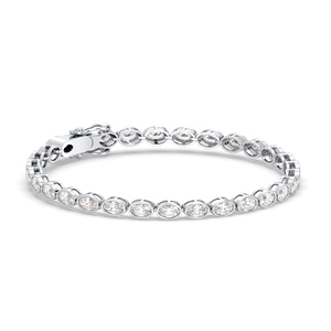 REYES Customizable 7Ct Oval Cut Moissanite Box Lock Tennis <b>Bracelet</b> in 925 Sterling Silver Perfect Anniversary Gift for Wife - Product Image 1