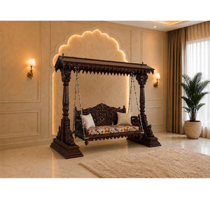 Balançoire Jhula indienne en teck faite à la main avec support robuste, design vintage traditionnel pour salons de luxe, taille personnalisable - Product Image 1