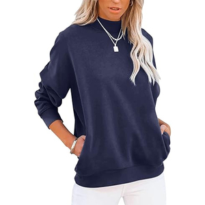Sweat-shirt à col montant personnalisé pour femme en coton éponge avec logo imprimé – Tenue décontractée, sport et streetwear – Fournisseur en gros - Product Image 5