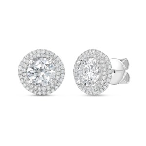 3 CT Lab Grown Round Diamond Double Halo Earrings 18K Gold Plated IGI Certified Wedding Engagement Party Gift - Product Image 2